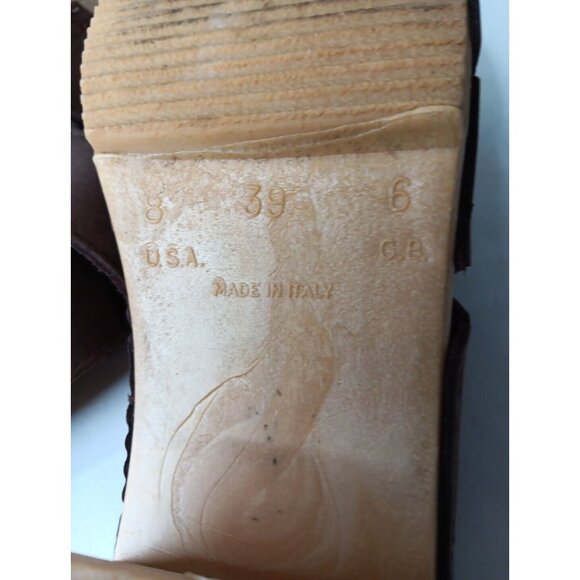 Vtg Romano Randi Sandals Clogs Women's 8 Brown Suede Leather Block Heel  Italy - Picture 6 of 6